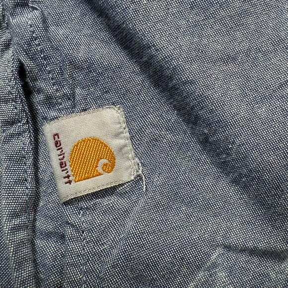 Carhartt Relaxed Fit Short Sleeve Button Down  Size Medium Chambray Blue - Picture 10 of 11